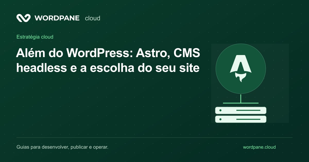 Capa do artigo: Além do WordPress: Astro, CMS headless e a escolha do seu site — WordPane Cloud
