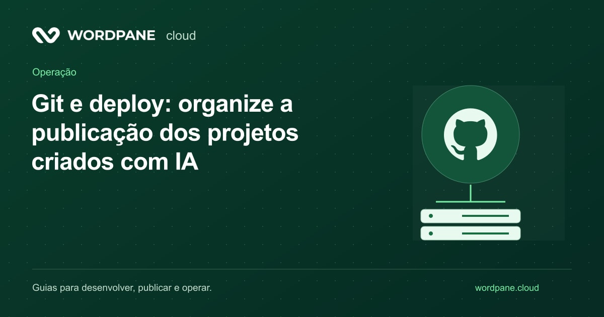 Capa do artigo: Git e deploy: organize a publicação dos projetos criados com IA — WordPane Cloud