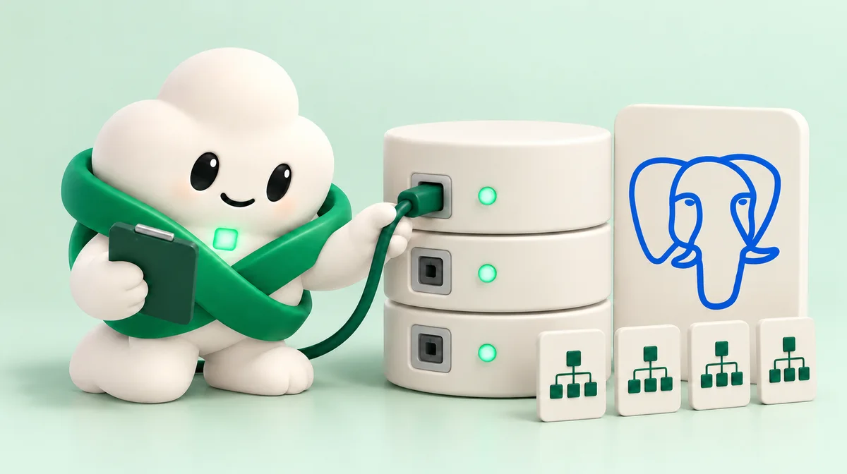 Elo conecta o banco PostgreSQL e confere a organização dos caminhos de acesso
