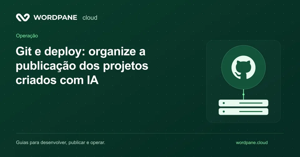 Capa do artigo: Git e deploy: organize a publicação dos projetos criados com IA — WordPane Cloud